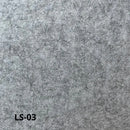 Grå filtstruktur med tekstur og farvekode "LS-03" vises i nærbillede.