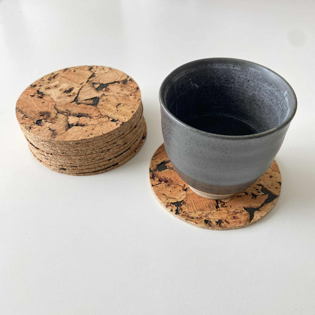 Kork coaster, 10 cm 6 stk.