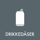 Hvidt ikon af drikkedåse på mørk baggrund med teksten "DRIKKEDÅSER" nedenunder.