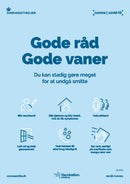 Gode råd om vaccination, afstand, hygiejne, luftning og rengøring for at undgå smitte.