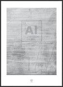 Plakat af aluminiumplade med ridser, viser "Al", atomnummer 13 og masse 26,981 i gråt kvadrat.