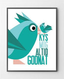 Børneplakater med "Turkis kys" er lavet i Limited Edition a 100 stk. -  På dette foto er børneplakaten endnu ikke præget.