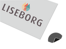 Gulvfolie med LISEBORG-logo, viser lagdelt struktur og mulig skridsikker funktion.