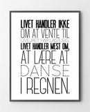 De moderne plakater med "Danse i regnen" er designet i Limited Edition a 100 stk. -  På dette foto er plakaten ikke præget.