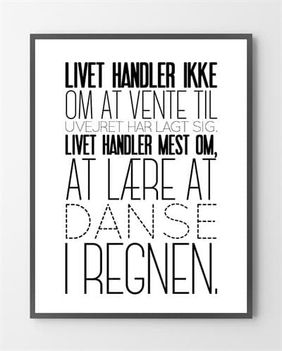 Moderne plakater - Danse i regnen - 30x40 cm.